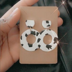 Cow print polymer clay earrings